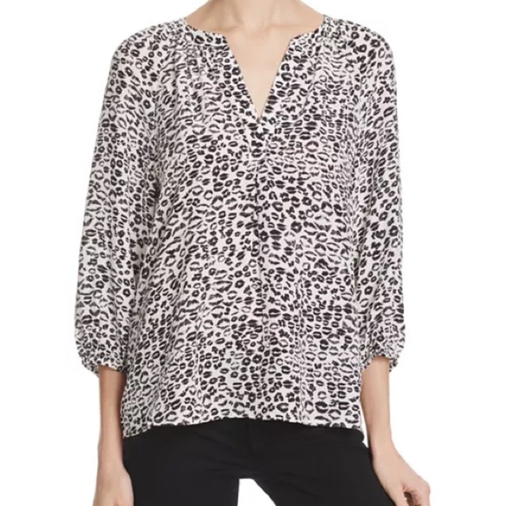JOIE 100% Silk Addie B Black & White Animal Print Blouse Women’s Top